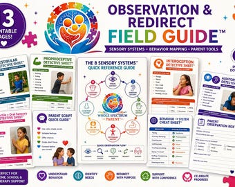 Behavior Communication Observation & Redirect Toolkit | Autism Behavior Tracking Worksheets | Sensory Systems Printable | Digital Download