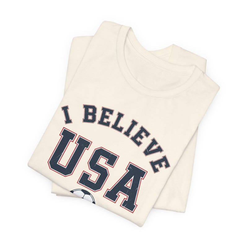 USA Soccer Shirt | I Believe Vintage College Tee | Retro 1970s Collegiate USMNT World Cup Premium Cotton Fan Gift image 4