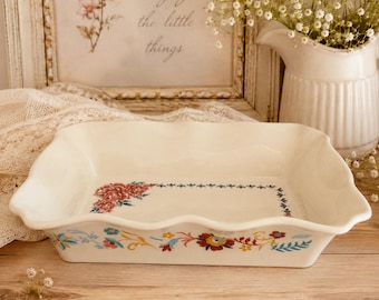 Pioneer Woman Floral Stoneware Baking Dish | Rectangular Ceramic Casserole Oven Safe