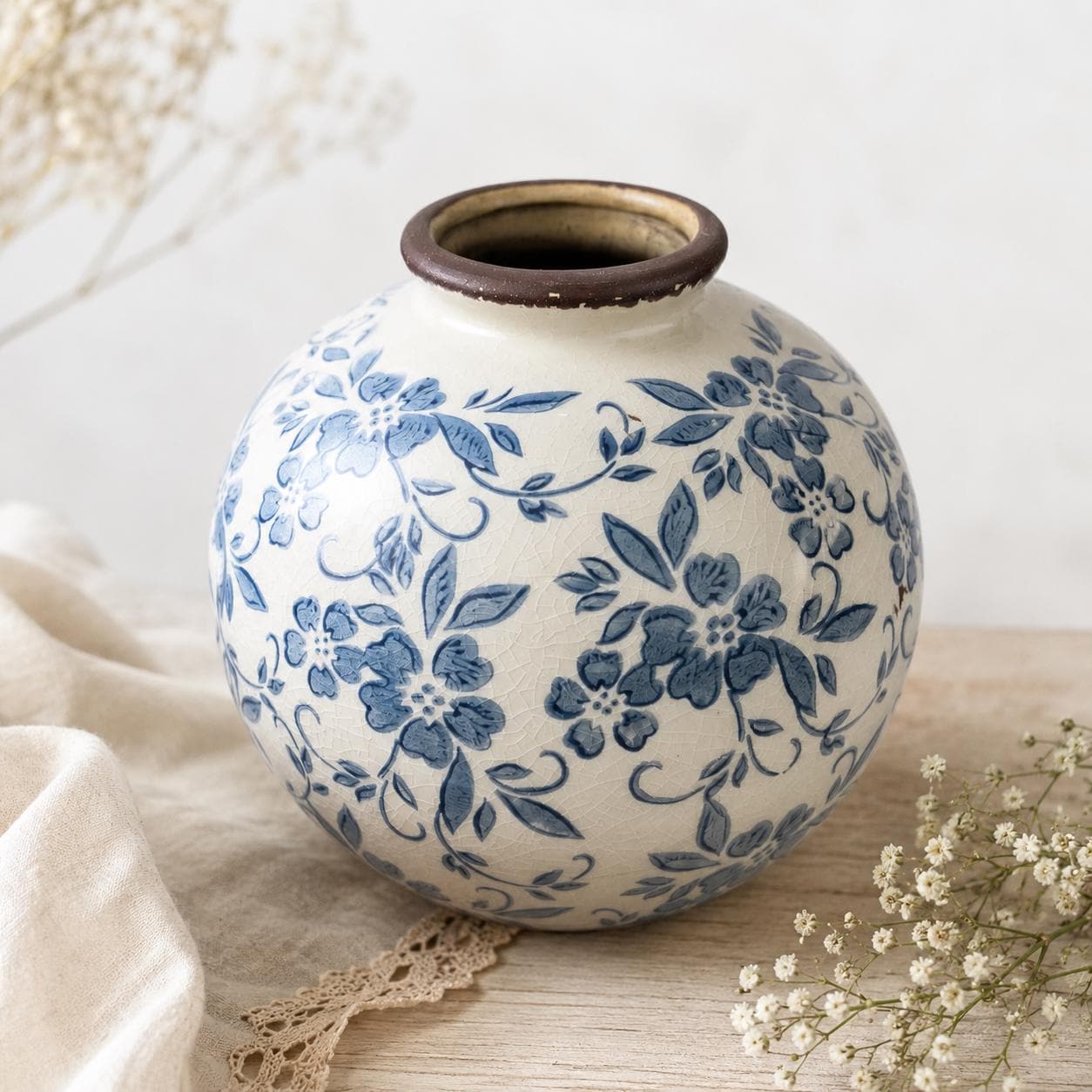 ひび割れ模様の陶器花瓶 白いクラックル花瓶 - Etsy 日本