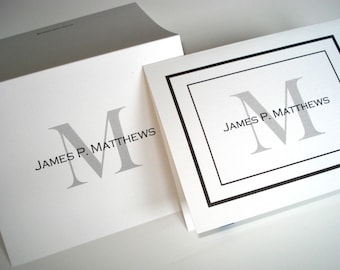 50 Personalized note cards w/ envelopes. Custom thank you notes, blank inside, folding cards. Optional envelope return address printing.