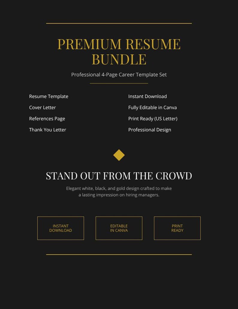 Picture of Luxury Resume Template Bundle | Editable Canva Resume | Cover Letter ...