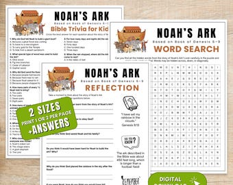 Noah's Arc Bibelspiele für Kinder, Genesis Jugend druckbar, Sonntagsschule druckbare Arbeitsblatt (digitaler Download)