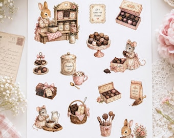 Fun Stickers for Kids - The Chocolate Shop Sticker Sheet, Gift for kids, Bakery Sticker Sheets for Journal, Planner, Scrapbook, Kid Activity
