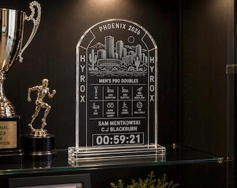 Personalized HYROX Finisher Trophy | Custom Race Time & City | HYROX Gift | Solo + Doubles Race Keepsake