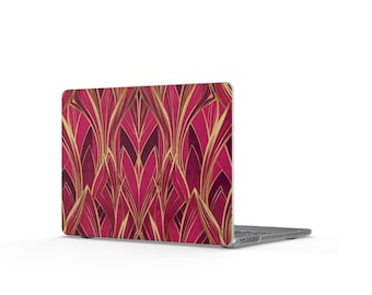 Matowe etui na MacBooka w stylu art déco z kwiatowym wzorem