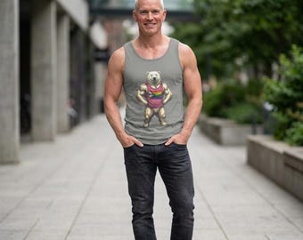Camiseta sin mangas teñida con el lema "Orgullo del Oso Polar Gay"