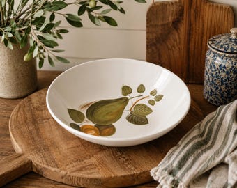 Mid Century Johnson Bros Snowhite serveringsskål i järnsten, England päronfrukt
