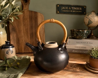 Signed Owens Studio Pottery Teapot Stoneware, Brown and Black, Vintage