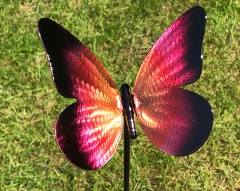 A black and red Metal Butterfly Sculpture