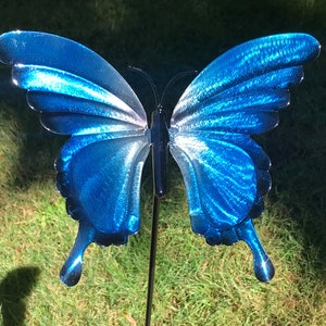 A blue Metal Butterfly Sculpture
