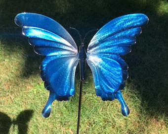 A blue Metal Butterfly Sculpture
