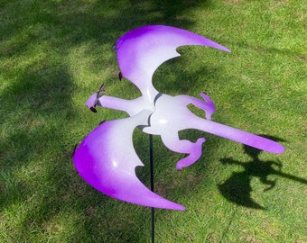 purple  Metallic Flying Metal Dragon sculpture