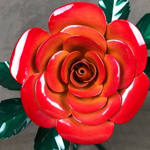 orange Metal Rose Sculpture