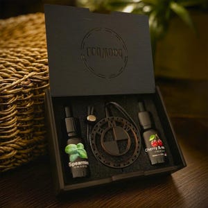 Refillable Car Diffuser Gift Set, Wooden Hanging Air Freshener with 2 French Fragrance Oils, BMW Car Lover Gift