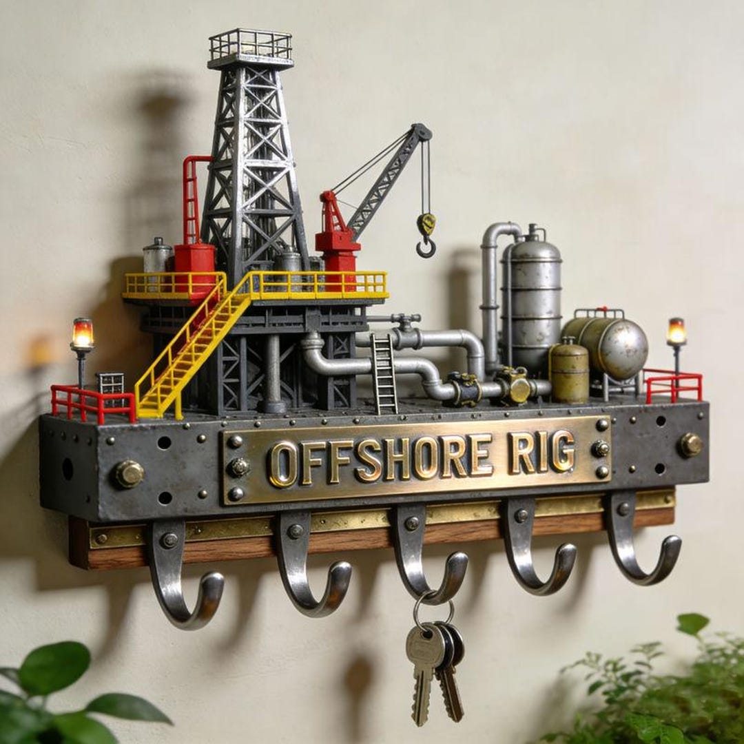 Personalized Offshore Rig Key Holder for Wall - Custom Oil Rig Decor ...