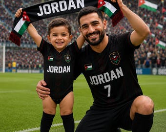Personalized Jordan Dad and Baby Matching Soccer Shirts, Custom Father Son Football Fan Outfit, Jordan Game Day Jersey Set Gift