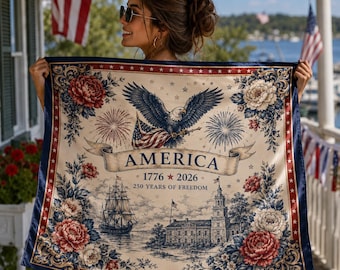 America 250 Satin Scarf, Patriotic Hair Scarf, 1776-2026 Freedom Scarf, Fourth of July Neck Scarf, USA Anniversary Gift for Women
