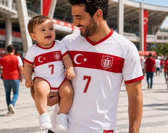 Personalized Turkey Soccer Jersey Custom Name Number, Dad Baby Matching Football Shirts, Türkiye Fan Family Gift