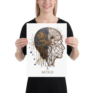 The Mind Art Print. AI Human Intelligence Wall Art Poster Neural Circuit Brain