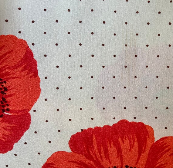 70’s Swiss Dot & Poppy Print Midi-Dress with Matc… - image 10