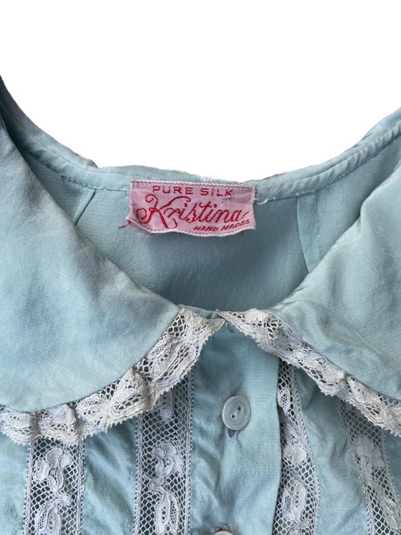 30’s Powder Blue Silk Nightgown with Lace Detaili… - image 9