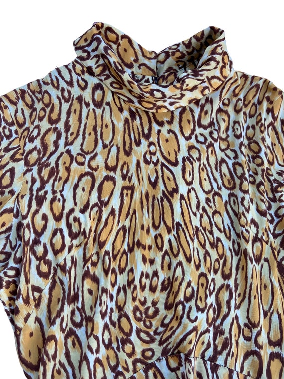 70’s Long Sleeve Mid-Calf Length Leopard Print Dr… - image 6