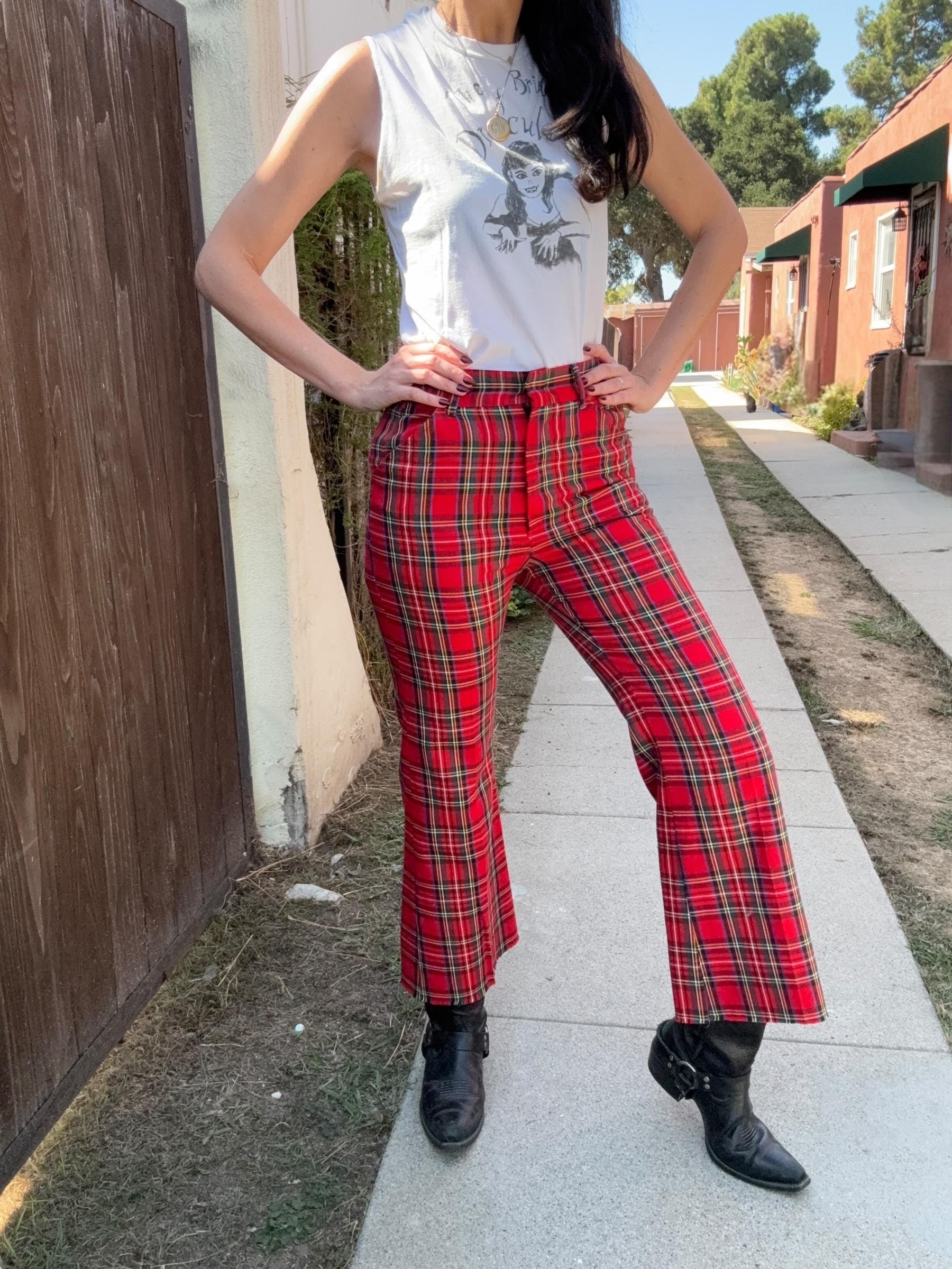 Plaid Flared Pants Australia
