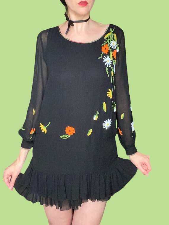 20’s Silk Chiffon Tunic with Floral Beading