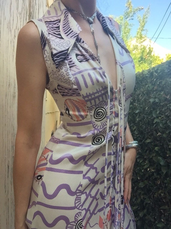 Vintage Zandra Rhodes Whimsical Print Dress
