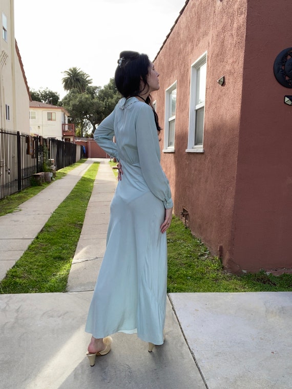 30’s Powder Blue Silk Nightgown with Lace Detaili… - image 6