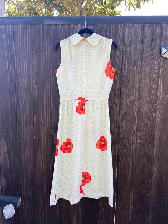 70’s Swiss Dot & Poppy Print Midi-Dress with Matc… - image 5