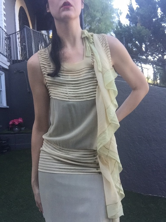 20’s Silk Chiffon Dress with Cascading Ruffle and