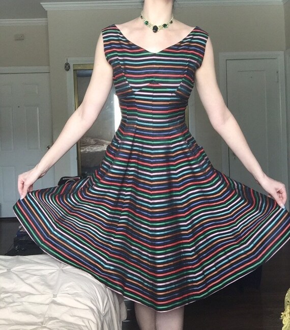 50’s Candy Stripe Taffeta Party Dress