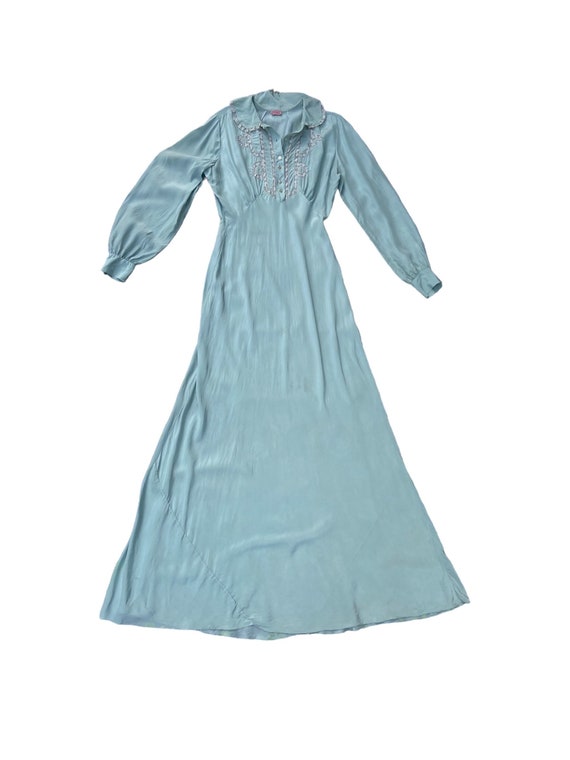 30’s Powder Blue Silk Nightgown with Lace Detaili… - image 2