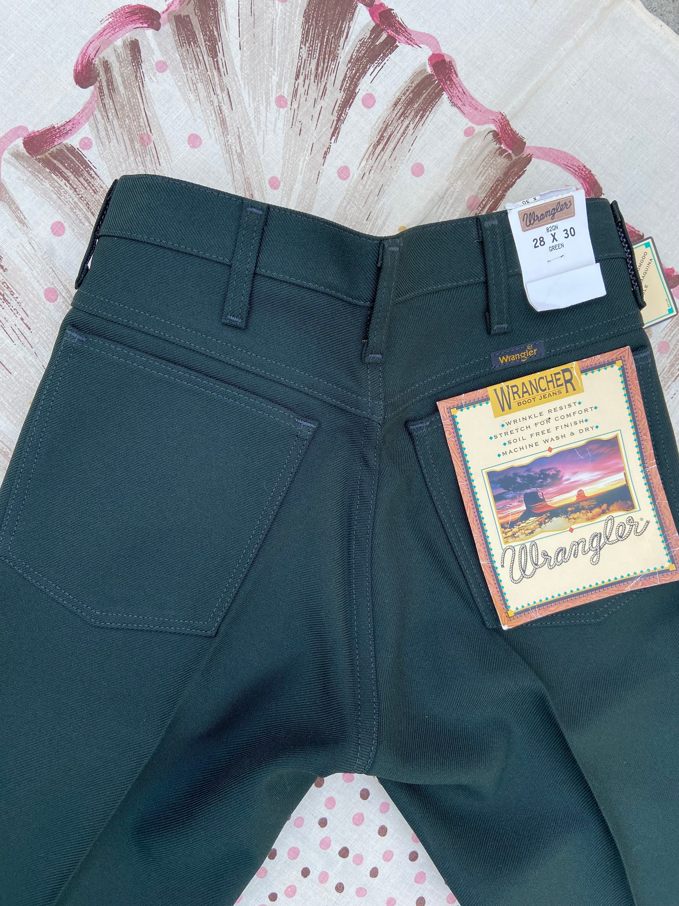 80's Deadstock Wrangler Wrancher Boot Jeans in Dark Forest 80's Deadstock Wrangler Wrancher Boot Jeans in Dark Forest