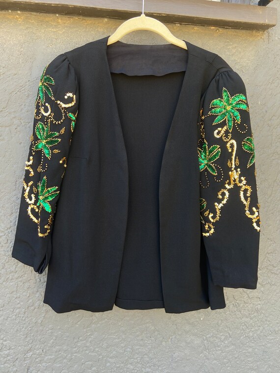 80’s does 40’s Jacket with Sequined Statement Sle… - image 2