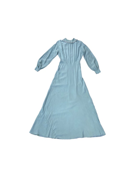 30’s Powder Blue Silk Nightgown with Lace Detaili… - image 3