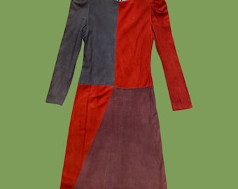 80's Suede Color Block Dress by Mary Mcfadden - Etsy Canada