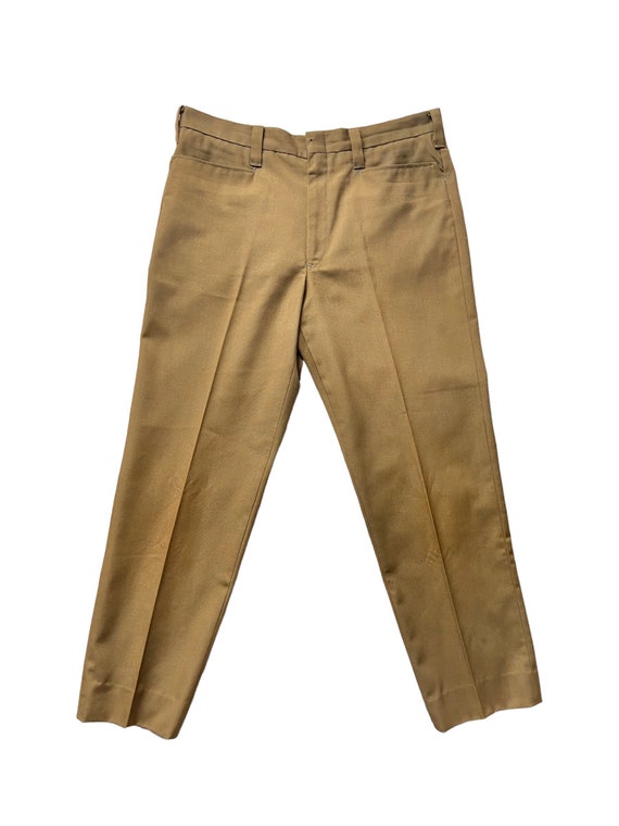 60’s Slim-Cut Creased Leg Gold Ocher Mens Pants b… - image 2