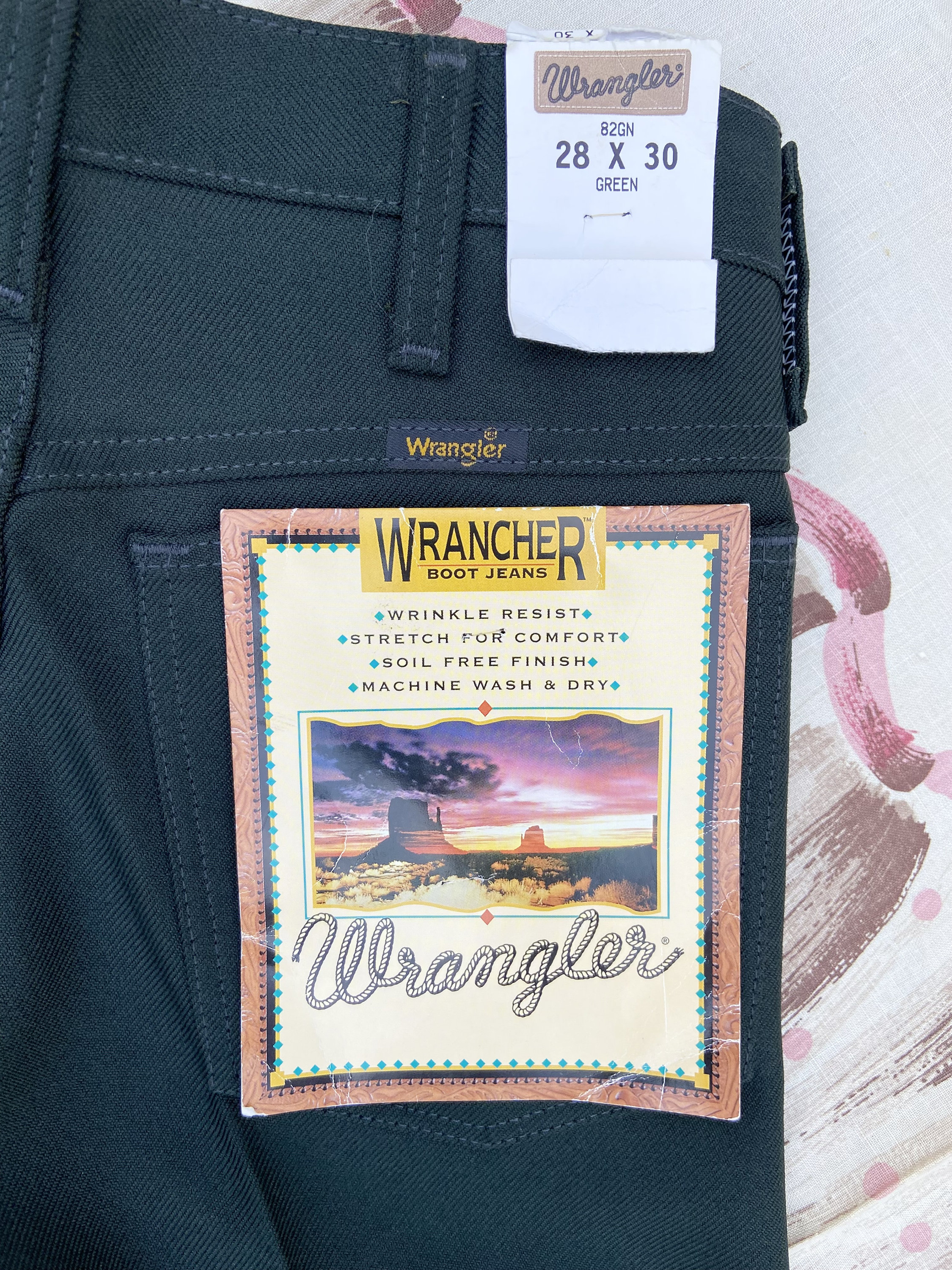 80's Deadstock Wrangler Wrancher Boot Jeans in Dark Forest 80's Deadstock Wrangler Wrancher Boot Jeans in Dark Forest