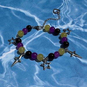 Non-binary Pride Flag Stainless Steel Beaded & Charm Bracelet