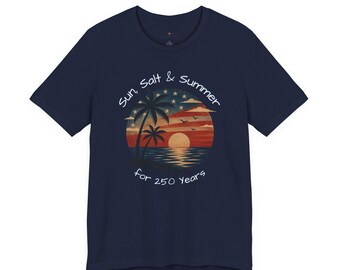 250 years of Sun, Salt & Summer graphic Tee | Vintage Sunset Palm Beach T-Shirt