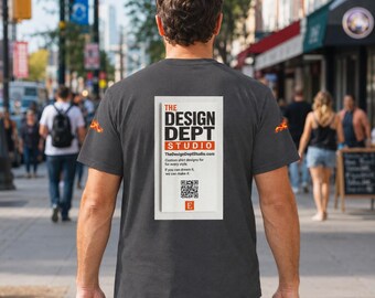 Koszulka z reklamą Solar Flare | Koszulka z pełną reklamą Walking Billboard i płomieniami na rękawach
