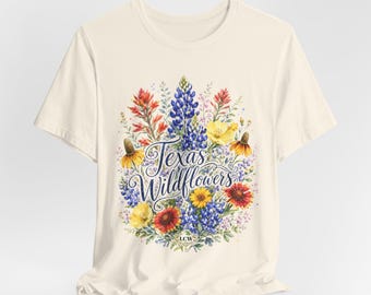 Koszulka Texas Wildflowers „Twoje inicjały” | Spersonalizowana koszulka z bukietem kwiatów