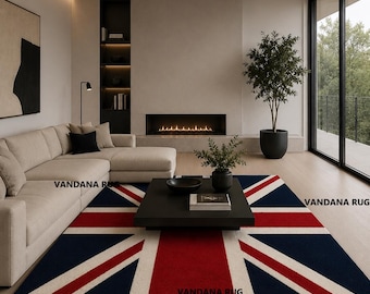 Hand Tufted New Zealand Wool Union Jack Rug – Modern British Flag Carpet