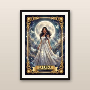 Ensemble d'impressions trio céleste Loteria | La Sirena La Luna La Estrella | Pixel Art Latina Bruja | Art populaire mexicain | Art mural en téléchargement numérique image 2