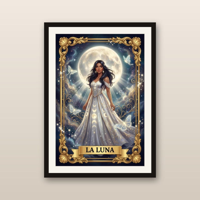Ensemble d'impressions trio céleste Loteria | La Sirena La Luna La Estrella | Pixel Art Latina Bruja | Art populaire mexicain | Art mural en téléchargement numérique image 2