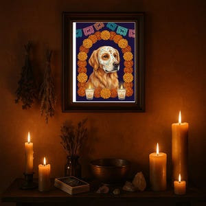 Custom Pet Portrait Día de los Muertos | Pet Memorial Calavera Art from Your Photo | Dog Cat Day of the Dead Digital Download image 1