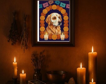 ペットのカスタム肖像画（死者の日）｜あなたの写真からペットのメモリアル・カラベラ・アート｜犬猫の死者の日デジタルダウンロード